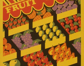 Póster sin marco con ilustración de frutería / Póster vertical mate