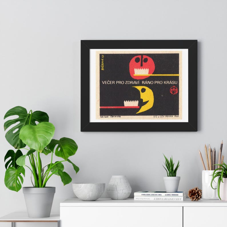 Dental Toothbrush Moon Retouched Retro Illustration Retouched Poster | Framed Horizontal Wall Art image 7