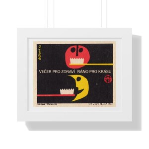 Dental Toothbrush Moon Retouched Retro Illustration Retouched Poster | Framed Horizontal Wall Art image 3