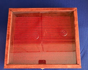 Wood Countertop Display Case Glass Top Retail, Coin, Gun, Trade Shows 14"x12"x3