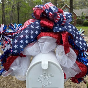 Fourth of July Mailbox Swag, Large Centerpiece, Mailbox Garland Swag,  Mailbox Topper, Fourth of July Decor, Independence Day Decor