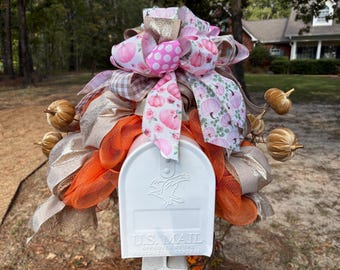 Pink Fall Mailbox Swag, Large Fall Centerpiece, Mailbox Garland Swag for Mailbox, Fall Mailbox Topper, Fall Decor
