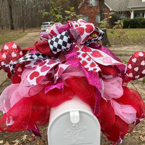 Valentine Mailbox Swag, Large Spring Centerpiece, Mailbox Garland Swag for Mailbox, Valentine Mailbox Topper, Valentine Decor, Spring Decor