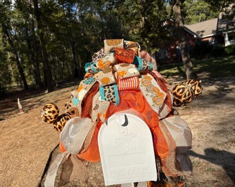 Fall Cheetah Mailbox Swag, Large Fall Centerpiece, Mailbox Garland Swag for Mailbox, Fall Mailbox Topper, Fall Decor