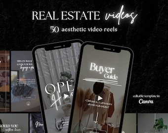 50 PLR MRR Real Estate Instagram Video Reels Canva Faceless Aesthetic Business Reels TikTok Videos Social Media Realtor Marketing Template