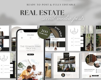 200 PLR MRR Real Estate Social Media Templates Instagram Posts Real Estate Canva Marketing Branding Kit Realtor Templates Business Owner