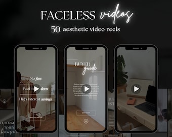 50 PLR MRR Faceless Digital Instagram Video Reels Canva Faceless Aesthetic Business TikTok Videos Social Media Realtor Marketing Template