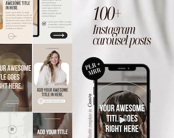 100 PLR MRR Instagram Carousel Posts TikTok Instagram Posts Canva Faceless Business Templates Social Media Marketing Template Influencers