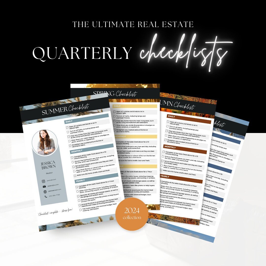 PLR MRR Quarterly Real Estate Checklist Canva Template Home Planner ...