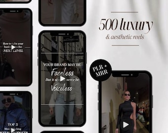 500 PLR MRR Luxury Rich Women TikTok Instagram Video Reels Canva Faceless Aesthetic Business Reels Videos Social Media Marketing Template