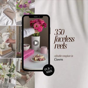 350 PLR MRR Faceless Aesthetic Women TikTok Instagram Video Reels Canva Faceless Business Reels Videos Social Media Marketing Template