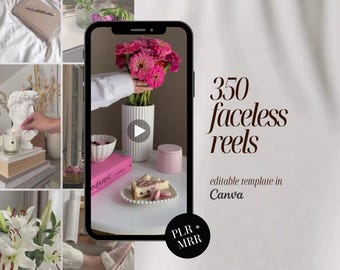 350 PLR MRR Faceless Aesthetic Women TikTok Instagram Video Reels Canva Faceless Business Reels Videos Social Media Marketing Template