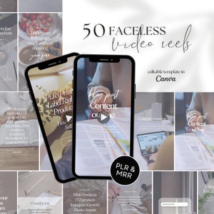 50 PLR MRR Gesichtslose Instagram Video Reels Geschäftsinhaber Social Media Coach Business Reels Tik Tok Videos Marketingvorlagen für Canva