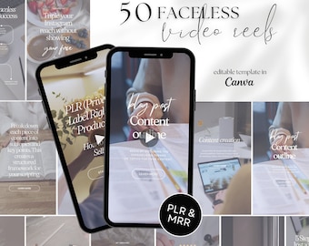 50 PLR MRR Faceless Instagram Video Reels Business Owners Social Media Coach Business Reels Tik Tok Videos Marketing Templates For Canva