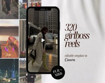320 PLR MRR Girlboss Luxury Women TikTok Instagram Video Reels Canva Faceless Business Reels Videos Social Media Marketing Template