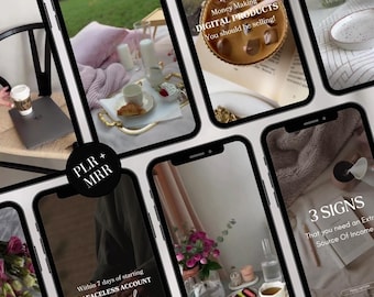 450 PLR MRR Faceless Aesthetic Women TikTok Instagram Video Reels Canva Faceless Business Reels Videos Social Media Marketing Template