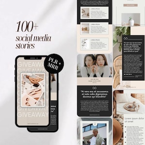 100 PLR MRR Social Media Stories Templates Marketing Tiktok Business Owners Instagram Posts Canva Branding Kit For Entrepreneurs Influencers
