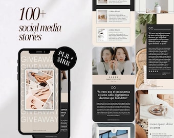 100 PLR MRR Social Media Stories Templates Marketing Tiktok Business Owners Instagram Posts Canva Branding Kit For Entrepreneurs Influencers