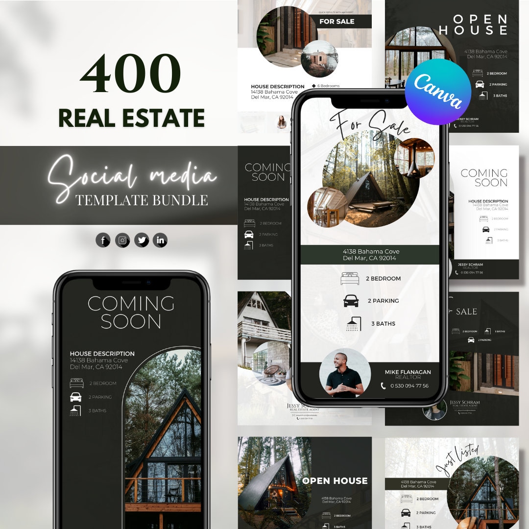 400 Real Estate Social Media Templates Instagram Posts Real Estate ...