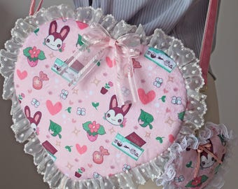 SOLDOUT Handmade ACNH Animal Crossing: VALENTINE Crossbody Heart Bag Pink | Kawaii Nintendo Switch Case | Switch Kawaii Bag