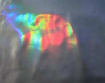 Silver Holographic PVC Vinyl Rainbow Mirro Fabric 54 inch for Bag Making or Costumes