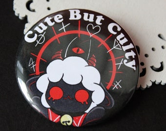 CULT of the LAMB BUTTONS : Lambert 2.5 inch Pin Button | Support Your Local Cult | Cute But Culty