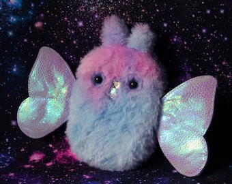 POCKETPal Plush: Magical MOTH THEM | Pastel Rainbow Moth | Pride ENBY They Them | Kawaii Plush | Keychain Plush | Earphone Case