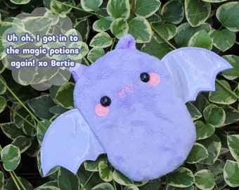 POCKETPal: BERRY BERTRAND, the Strawberry Loving Bat | Kawaii Plush Bat Coin Purse | Bat Keychain | Bat Plush | Bat Wallet | Earbud Case