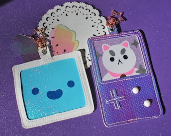 Gameboy Keychain: PUPPYCAT and TEMPBOT | Kawaii Wallet Keychain | Card Holder Keychain