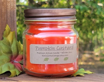 PUMPKIN CUSTARD CANDLE - Cinnamon Candles, Pumpkin Spice Candles, spicy, vanilla, brown sugar, orange peel, ginger, fall, autumn, rustic