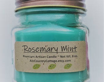 ROSEMARY MINT CANDLE - Rosemary Candles, Mint Candles, Fresh Clean Candles, Herb Candles, Herbal Candles, Strong Candles, Popular Candles