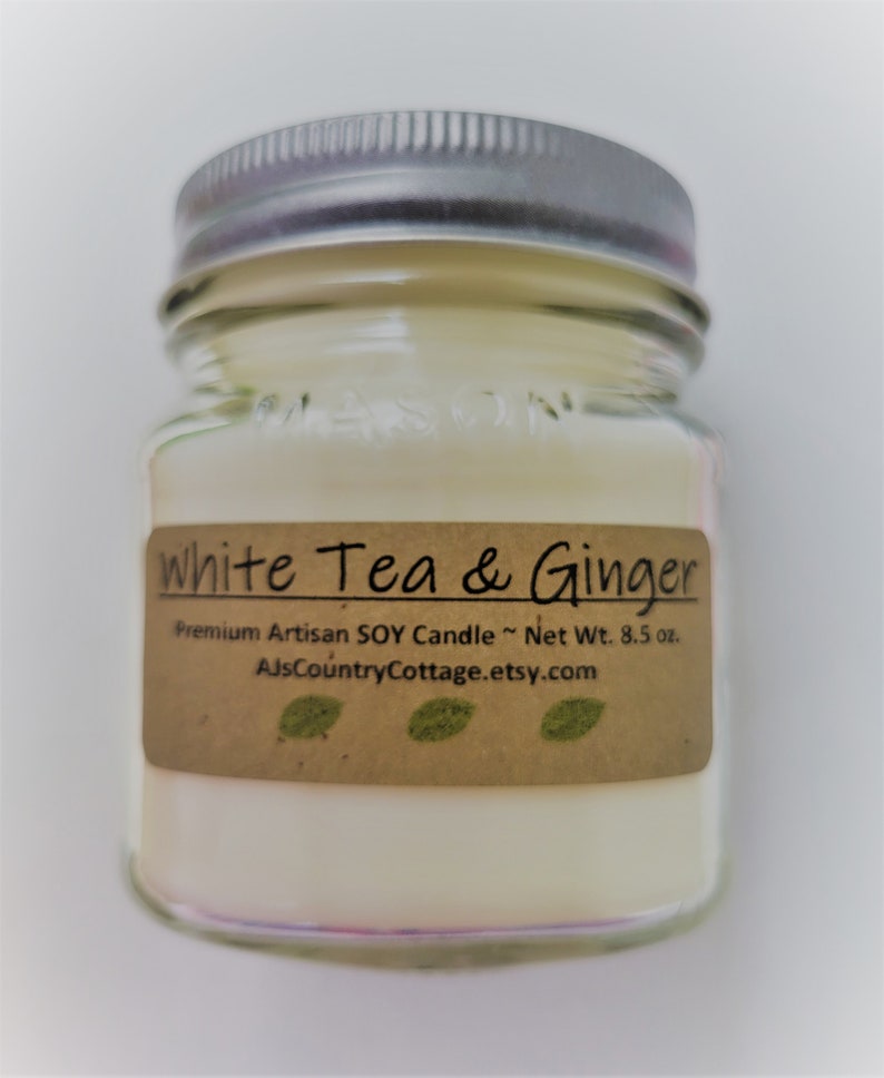 WHITE TEA and GINGER Soy Candle Fresh Clean Candles Spring Etsy