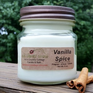 VANILLA SPICE CANDLE Vanilla Candles, Cinnamon Candles, Spice Spicy Candles, Strong Scented Candles, Fall Candles, Christmas Candles image 3