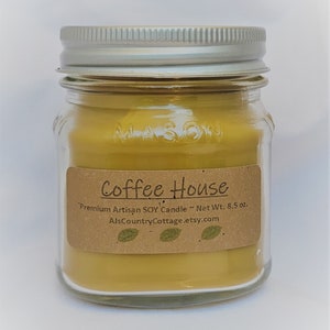 COFFEE HOUSE SOY Candle Coffee Scented Candles, Coffee Candles, Espresso Candles, Coffee Beans Scent image 1