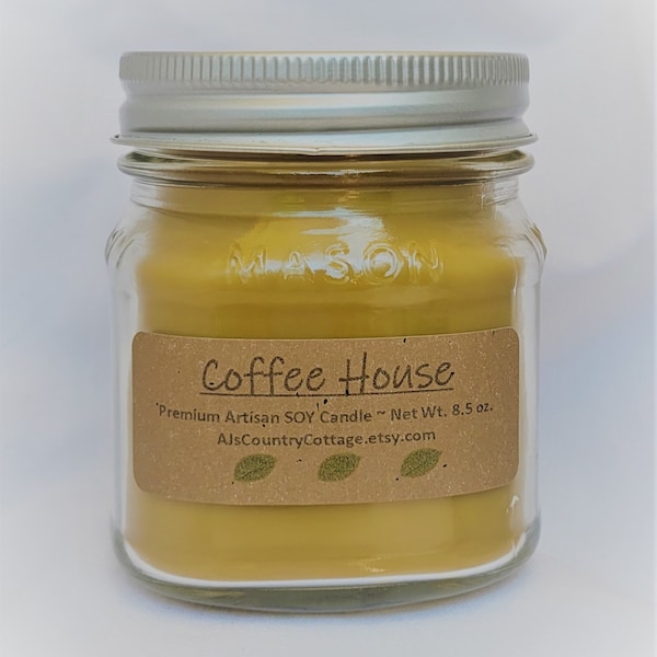 COFFEE HOUSE SOY Candle - Coffee Scented Candles, Coffee Candles, Espresso Candles, Coffee Beans Scent