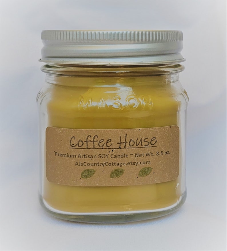 COFFEE HOUSE SOY Candle Coffee Scented Candles, Coffee Candles, Espresso Candles, Coffee Beans Scent image 1