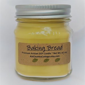 BAKING BREAD SOY Candle - Fresh Baked Homemade Bread - Popular Best Seller - Great Gift Idea - Hundreds Sold - Rustic Decor