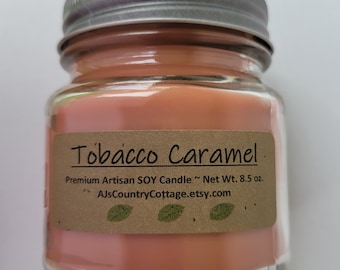 TOBACCO CARAMEL SOY Candle - Rustic Decor - Men's Candle