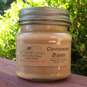 CINNAMON BUNS SOY Candle Cinnamon Candles, Cinnamon Soy Candles, Scented Candles, Scented Soy Candles, Mason Jar Candles, Spice Candles image 2