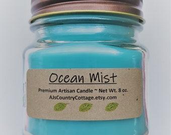 OCEAN MIST CANDLE - Ocean Candle, Salty Sea Air Candle, Beach Candle, Fresh Clean Candles, Ocean Breeze Candle, Sea Breeze Candle, Summer