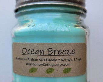 OCEAN BREEZE SOY Candle- Salty Sea Water - Summer Candles Spring Candles