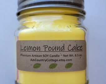 LEMON POUND CAKE Soy Candle - Lemon Candles, Vanilla Candles, Lemon Soy Candles, Vanilla Soy Candles, Scented Soy Candles, Bakery Candles