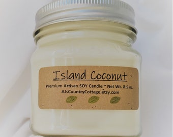 ISLAND COCONUT SOY Candle - Coconut Milk - Coconut Candles - Summer Candles - Spring Candles - Soy Candles - Coconut Meat