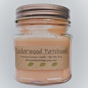 CEDARWOOD PATCHOULI CANDLE - Cedar Wood Candles, Patchouli Candles, Earthy Candles, Woodsy Candles, Men's Candles, Men's Gift, Rustic Decor