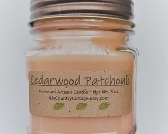 CEDARWOOD PATCHOULI CANDLE - Cedar Wood Candles, Patchouli Candles, Earthy Candles, Woodsy Candles, Men's Candles, Men's Gift, Rustic Decor