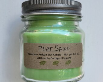 PEAR SPICE SOY Candle - Pear Candles, Spice Candles, Fall Candles, Autumn Candles, Fall Decor, Autumn Decor, Scented Soy Candles