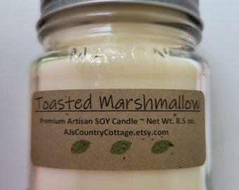 TOASTED MARSHMALLOW SOY Candle - Vanilla Candles, Fall Candles, Autumn Candles, Marshmallow Candles, Winter Candles, Sweet Candles