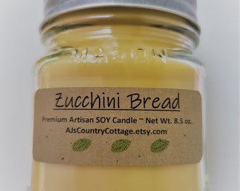 ZUCCHINI BREAD SOY Candle - Bakery Candles, Bread Candles, Scented Candles, Soy Candles, Square Mason Jar Candles