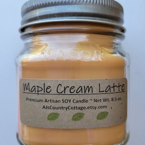 MAPLE CREAM LATTE Soy Candle - New Coffee Candles, Scented Candles, Home Decor, Soy Candles
