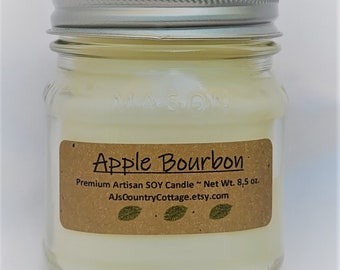 APPLE BOURBON SOY Candle - New Scent - Scented Soy Candles, Bourbon Lovers Gift, Bourbon Scented Candle, Apple Candle, Fall Autumn Candle